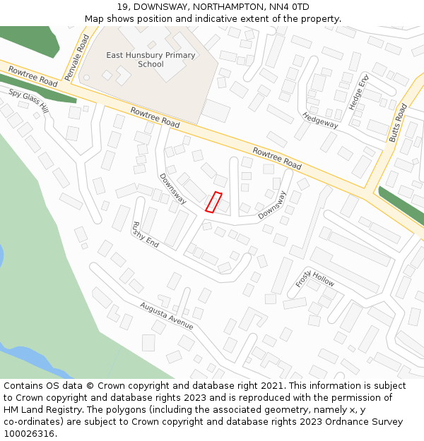19, DOWNSWAY, NORTHAMPTON, NN4 0TD: Location map and indicative extent of plot