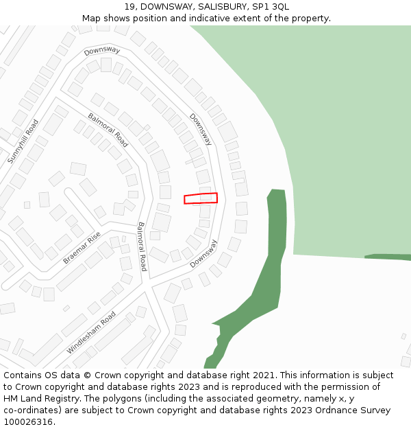 19, DOWNSWAY, SALISBURY, SP1 3QL: Location map and indicative extent of plot