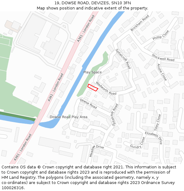 19, DOWSE ROAD, DEVIZES, SN10 3FN: Location map and indicative extent of plot
