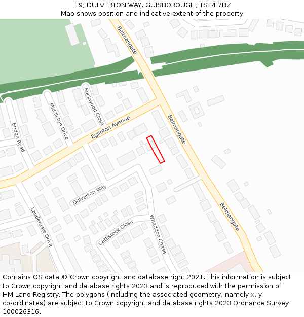 19, DULVERTON WAY, GUISBOROUGH, TS14 7BZ: Location map and indicative extent of plot