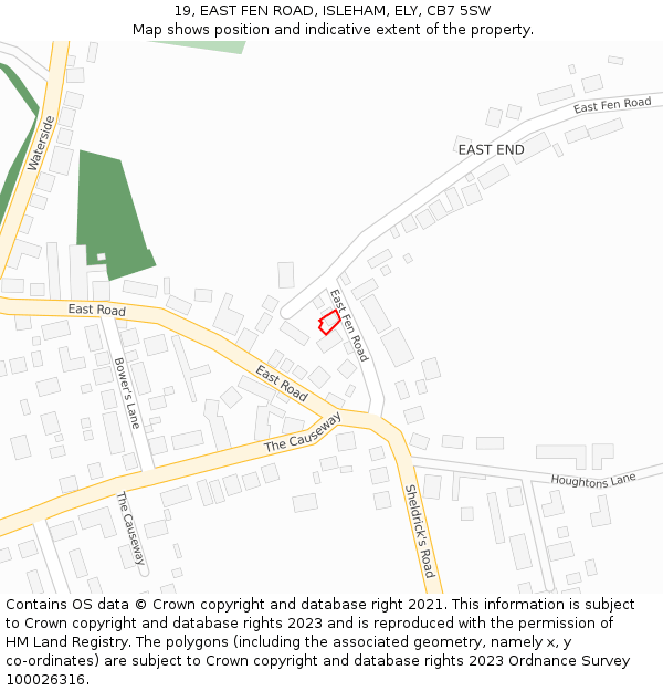 19, EAST FEN ROAD, ISLEHAM, ELY, CB7 5SW: Location map and indicative extent of plot