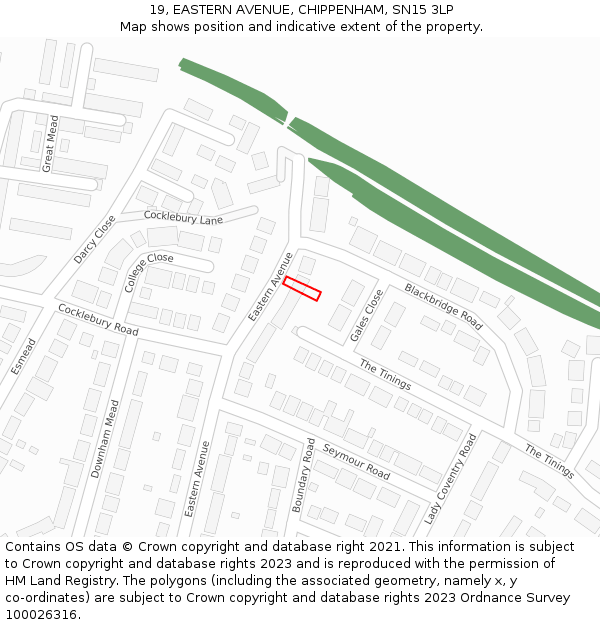 19, EASTERN AVENUE, CHIPPENHAM, SN15 3LP: Location map and indicative extent of plot