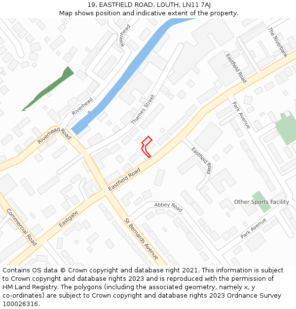 19, EASTFIELD ROAD, LOUTH, LN11 7AJ: Location map and indicative extent of plot