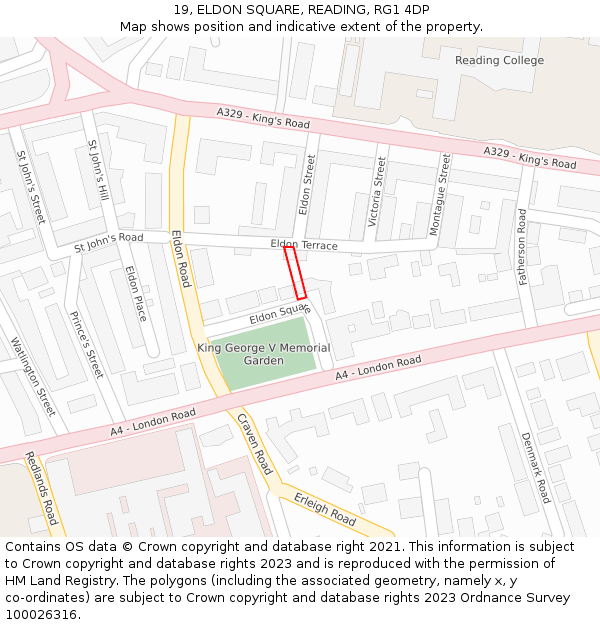19, ELDON SQUARE, READING, RG1 4DP: Location map and indicative extent of plot