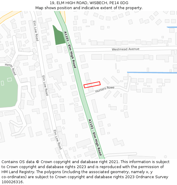 19, ELM HIGH ROAD, WISBECH, PE14 0DG: Location map and indicative extent of plot