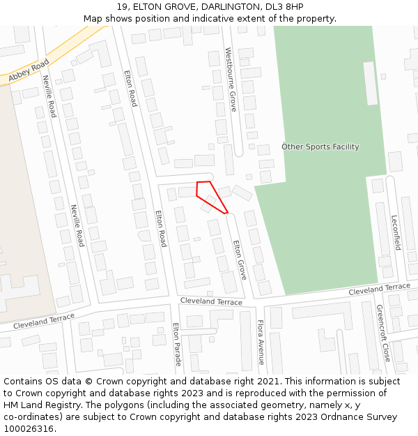 19, ELTON GROVE, DARLINGTON, DL3 8HP: Location map and indicative extent of plot