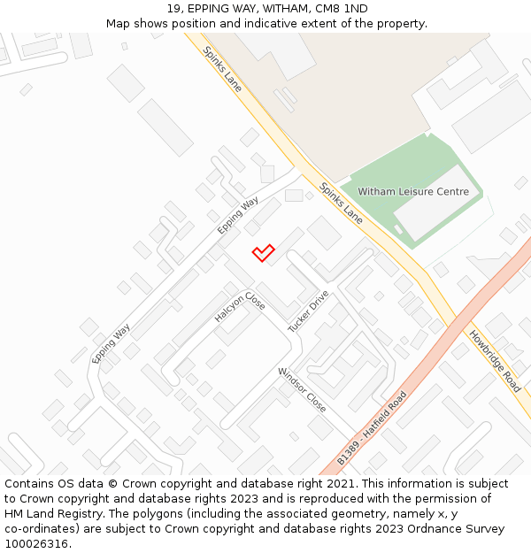 19, EPPING WAY, WITHAM, CM8 1ND: Location map and indicative extent of plot