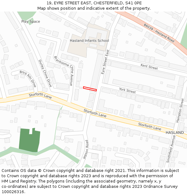 19, EYRE STREET EAST, CHESTERFIELD, S41 0PE: Location map and indicative extent of plot