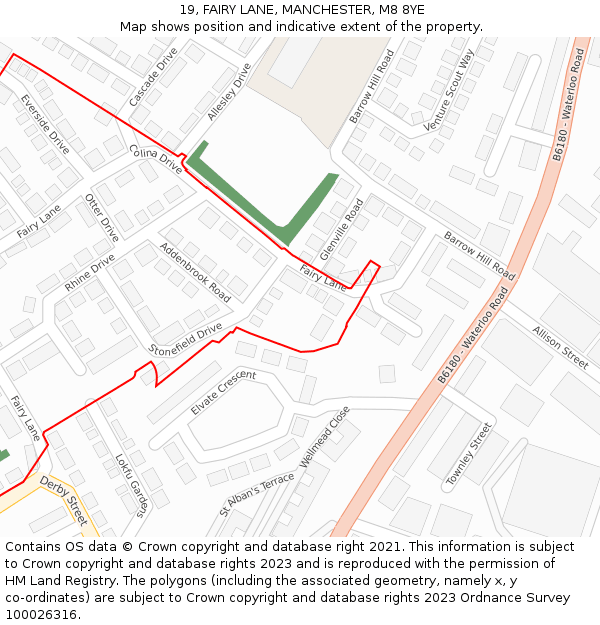 19, FAIRY LANE, MANCHESTER, M8 8YE: Location map and indicative extent of plot