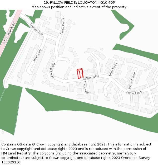 19, FALLOW FIELDS, LOUGHTON, IG10 4QP: Location map and indicative extent of plot