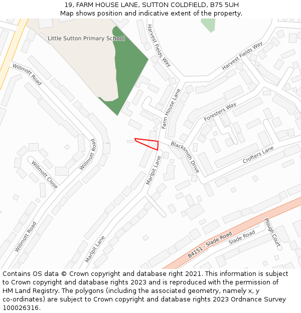 19, FARM HOUSE LANE, SUTTON COLDFIELD, B75 5UH: Location map and indicative extent of plot