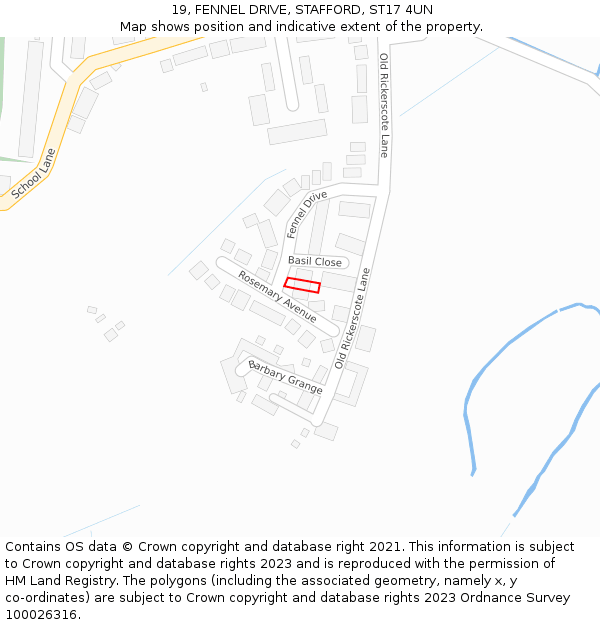 19, FENNEL DRIVE, STAFFORD, ST17 4UN: Location map and indicative extent of plot