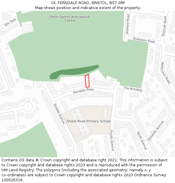 19, FERNDALE ROAD, BRISTOL, BS7 0RP: Location map and indicative extent of plot