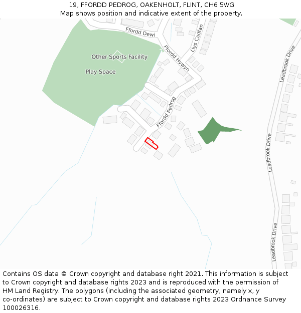 19, FFORDD PEDROG, OAKENHOLT, FLINT, CH6 5WG: Location map and indicative extent of plot