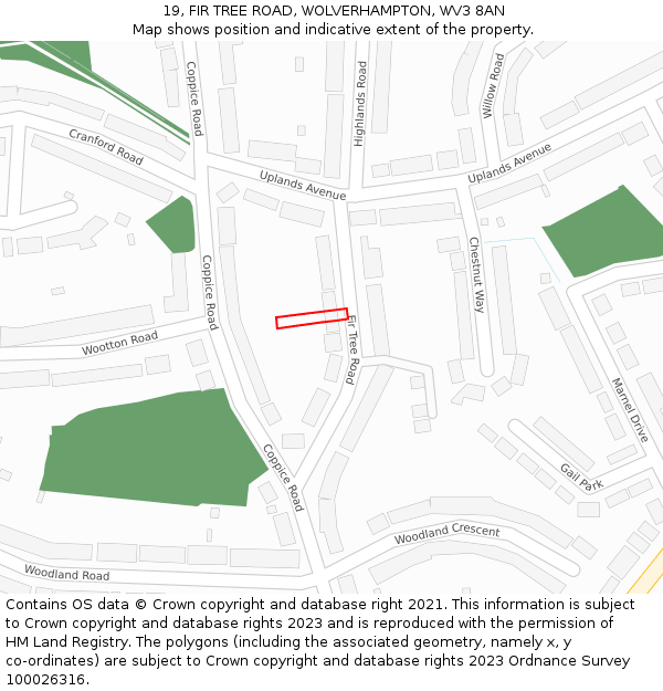 19, FIR TREE ROAD, WOLVERHAMPTON, WV3 8AN: Location map and indicative extent of plot