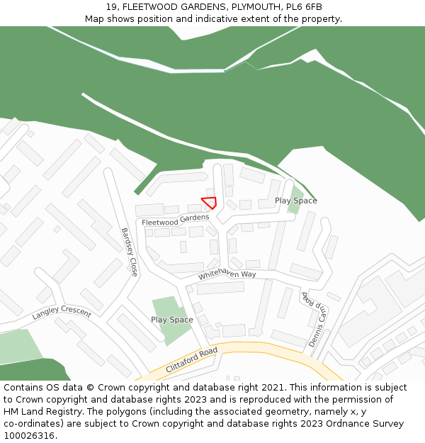 19, FLEETWOOD GARDENS, PLYMOUTH, PL6 6FB: Location map and indicative extent of plot