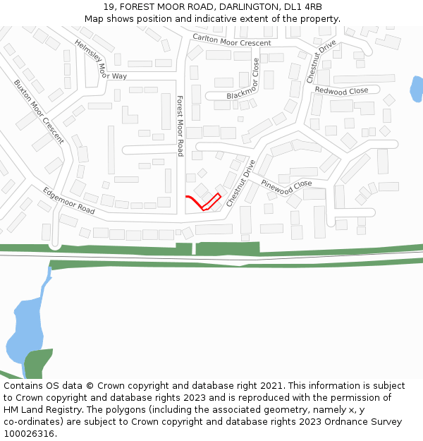 19, FOREST MOOR ROAD, DARLINGTON, DL1 4RB: Location map and indicative extent of plot