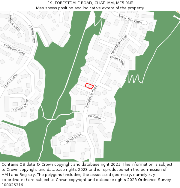 19, FORESTDALE ROAD, CHATHAM, ME5 9NB: Location map and indicative extent of plot