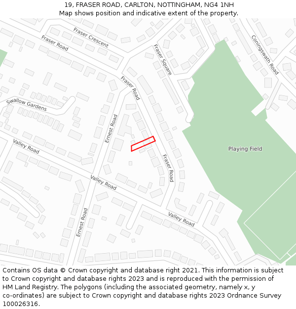 19, FRASER ROAD, CARLTON, NOTTINGHAM, NG4 1NH: Location map and indicative extent of plot