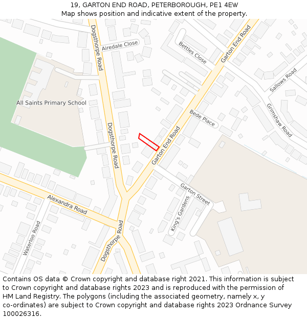 19, GARTON END ROAD, PETERBOROUGH, PE1 4EW: Location map and indicative extent of plot