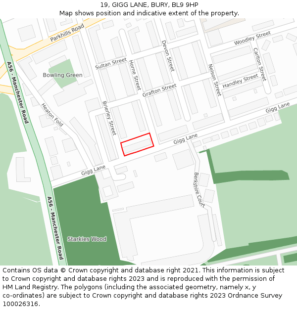 19, GIGG LANE, BURY, BL9 9HP: Location map and indicative extent of plot