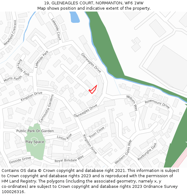 19, GLENEAGLES COURT, NORMANTON, WF6 1WW: Location map and indicative extent of plot