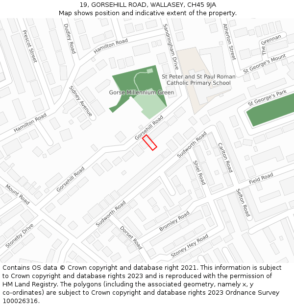 19, GORSEHILL ROAD, WALLASEY, CH45 9JA: Location map and indicative extent of plot