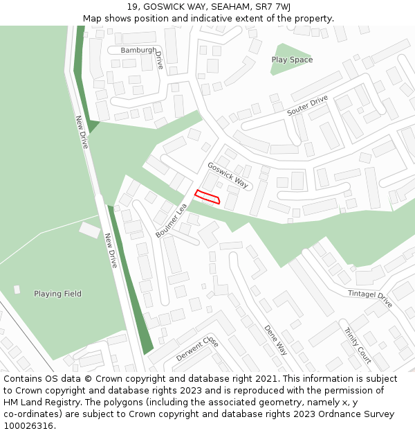 19, GOSWICK WAY, SEAHAM, SR7 7WJ: Location map and indicative extent of plot