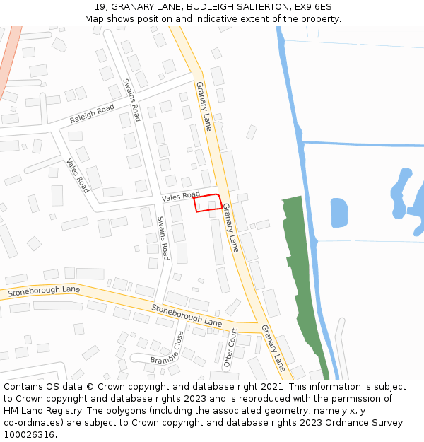 19, GRANARY LANE, BUDLEIGH SALTERTON, EX9 6ES: Location map and indicative extent of plot