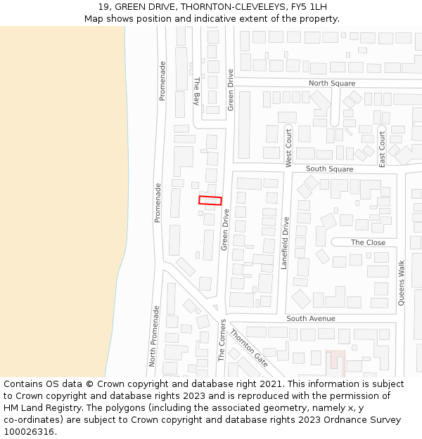 19, GREEN DRIVE, THORNTON-CLEVELEYS, FY5 1LH: Location map and indicative extent of plot