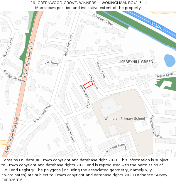 19, GREENWOOD GROVE, WINNERSH, WOKINGHAM, RG41 5LH: Location map and indicative extent of plot