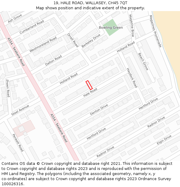 19, HALE ROAD, WALLASEY, CH45 7QT: Location map and indicative extent of plot