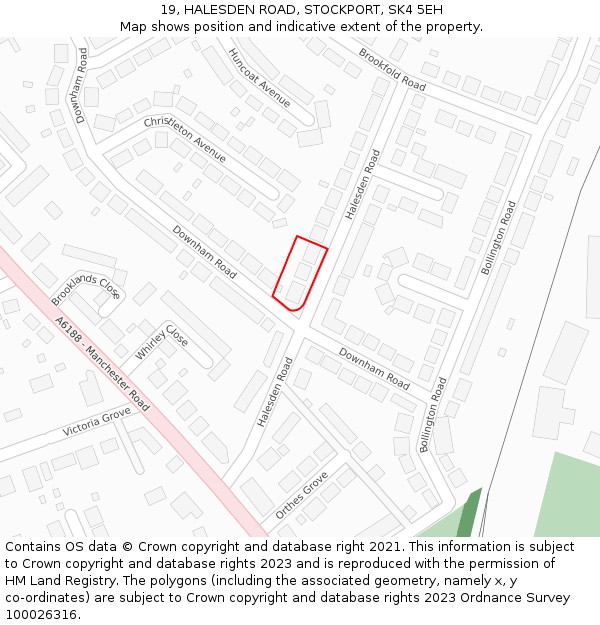 19, HALESDEN ROAD, STOCKPORT, SK4 5EH: Location map and indicative extent of plot