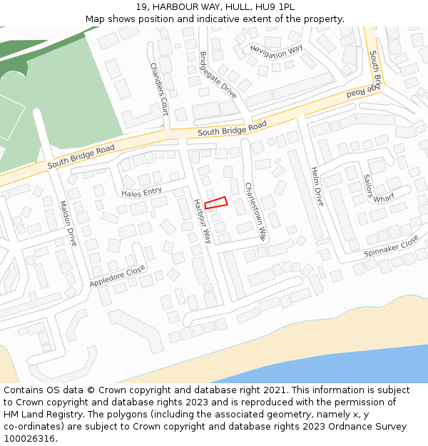 19, HARBOUR WAY, HULL, HU9 1PL: Location map and indicative extent of plot