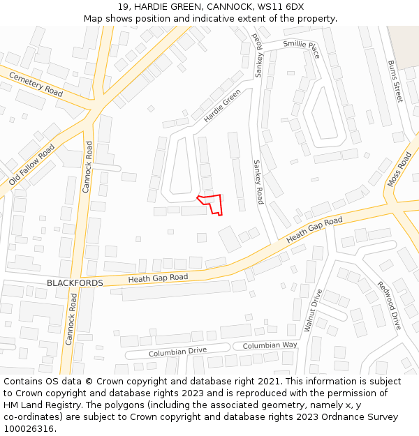 19, HARDIE GREEN, CANNOCK, WS11 6DX: Location map and indicative extent of plot