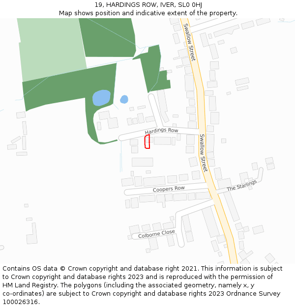 19, HARDINGS ROW, IVER, SL0 0HJ: Location map and indicative extent of plot