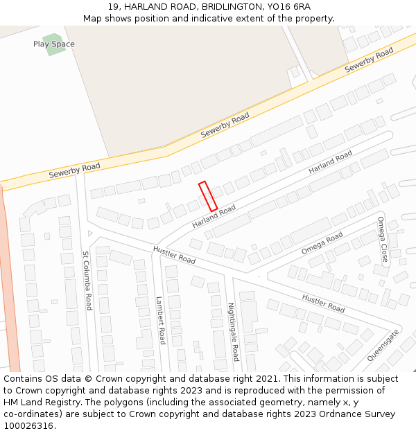 19, HARLAND ROAD, BRIDLINGTON, YO16 6RA: Location map and indicative extent of plot