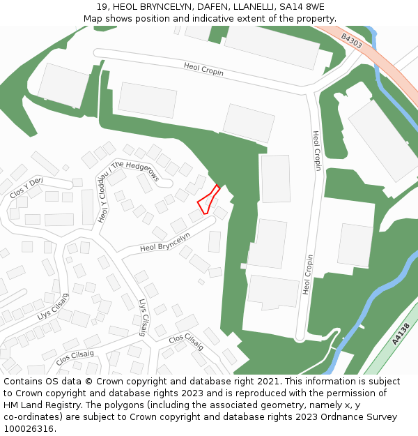 19, HEOL BRYNCELYN, DAFEN, LLANELLI, SA14 8WE: Location map and indicative extent of plot