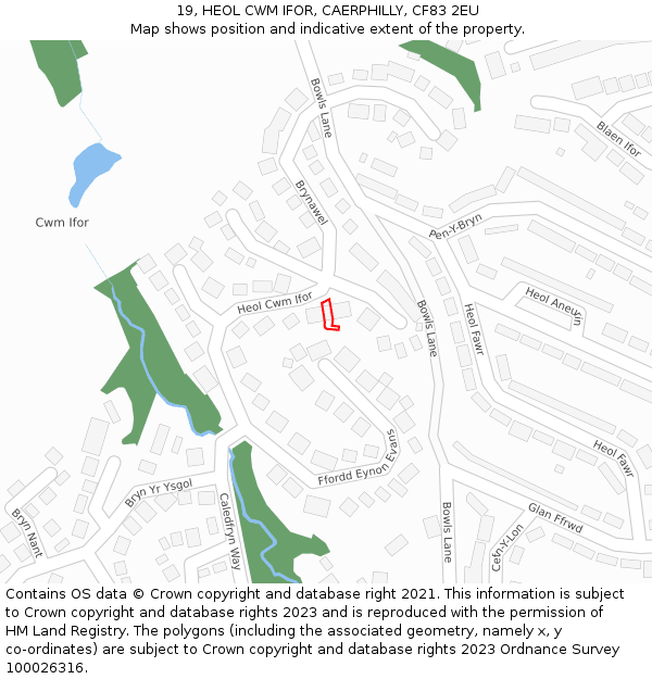 19, HEOL CWM IFOR, CAERPHILLY, CF83 2EU: Location map and indicative extent of plot