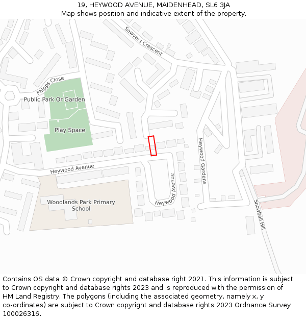 19, HEYWOOD AVENUE, MAIDENHEAD, SL6 3JA: Location map and indicative extent of plot