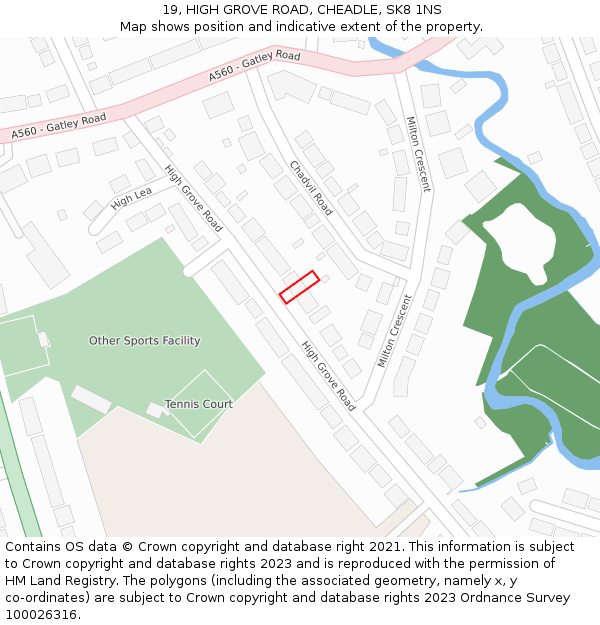 19, HIGH GROVE ROAD, CHEADLE, SK8 1NS: Location map and indicative extent of plot