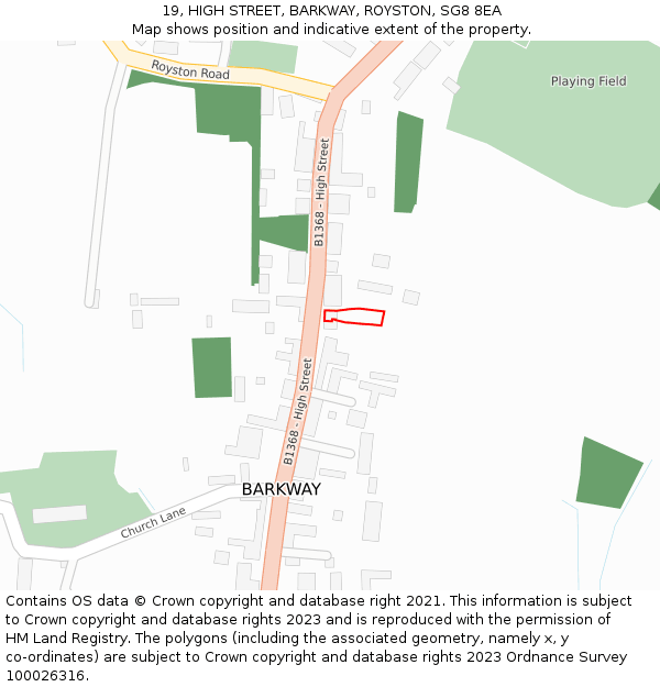 19, HIGH STREET, BARKWAY, ROYSTON, SG8 8EA: Location map and indicative extent of plot