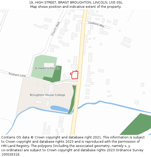 19, HIGH STREET, BRANT BROUGHTON, LINCOLN, LN5 0SL: Location map and indicative extent of plot