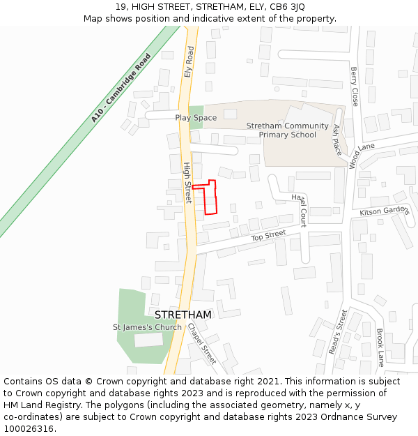 19, HIGH STREET, STRETHAM, ELY, CB6 3JQ: Location map and indicative extent of plot