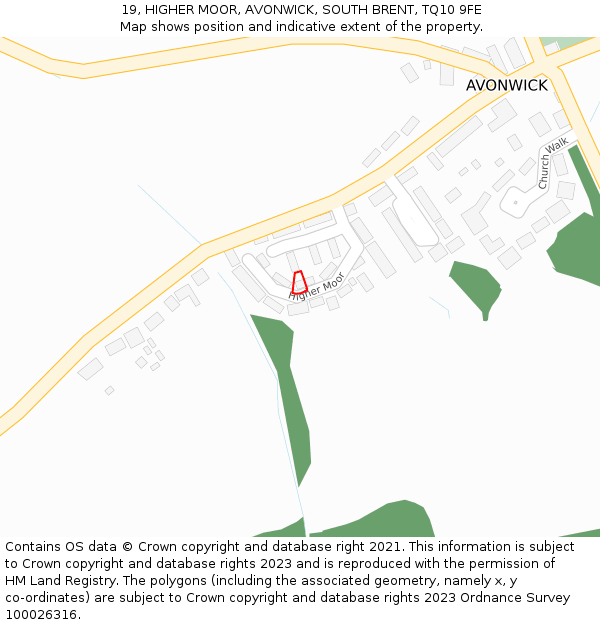 19, HIGHER MOOR, AVONWICK, SOUTH BRENT, TQ10 9FE: Location map and indicative extent of plot