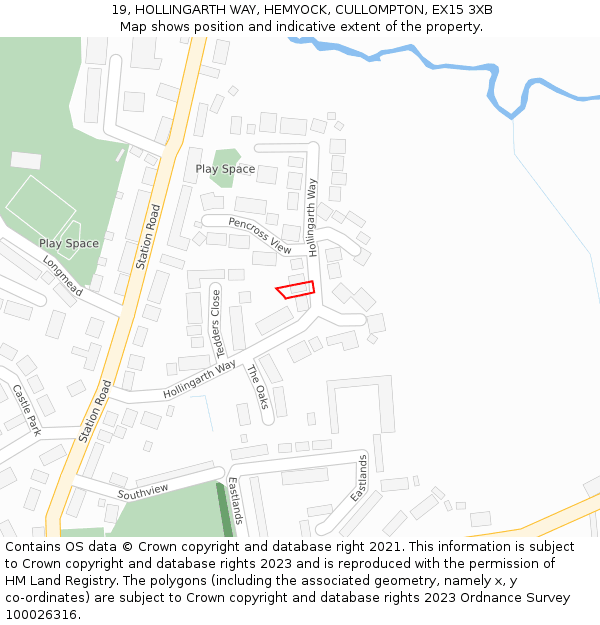 19, HOLLINGARTH WAY, HEMYOCK, CULLOMPTON, EX15 3XB: Location map and indicative extent of plot