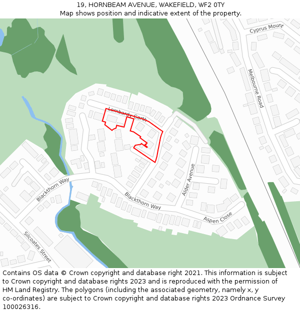 19, HORNBEAM AVENUE, WAKEFIELD, WF2 0TY: Location map and indicative extent of plot