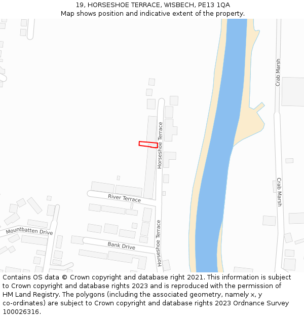 19, HORSESHOE TERRACE, WISBECH, PE13 1QA: Location map and indicative extent of plot