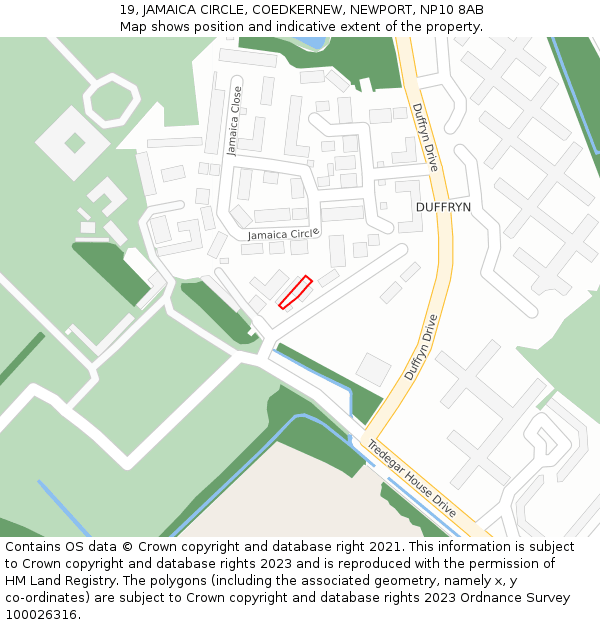 19, JAMAICA CIRCLE, COEDKERNEW, NEWPORT, NP10 8AB: Location map and indicative extent of plot