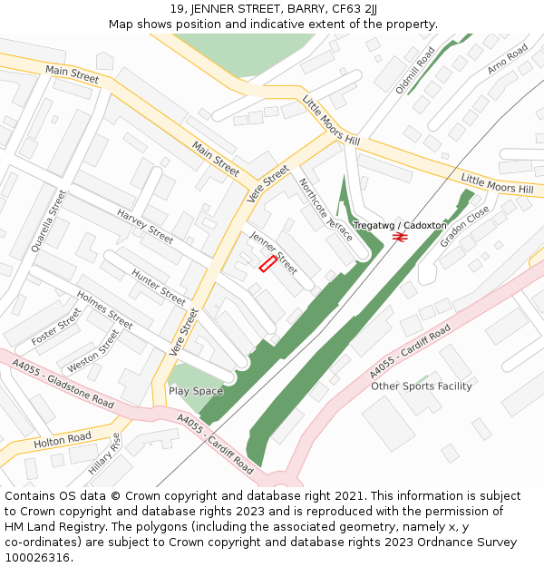 19, JENNER STREET, BARRY, CF63 2JJ: Location map and indicative extent of plot